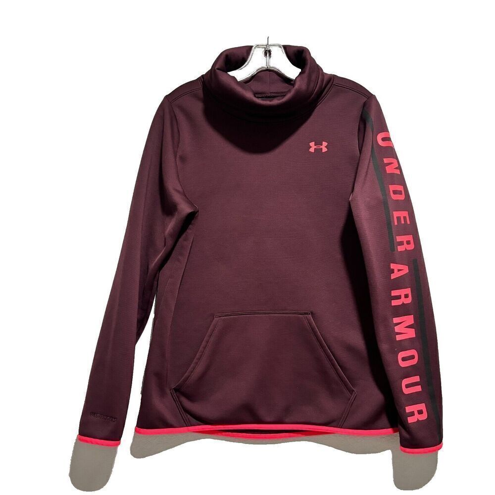 Under Armour Coldgear Womens Maroon Size M Long Sleeve Funnel Neck Sweatshirt‎